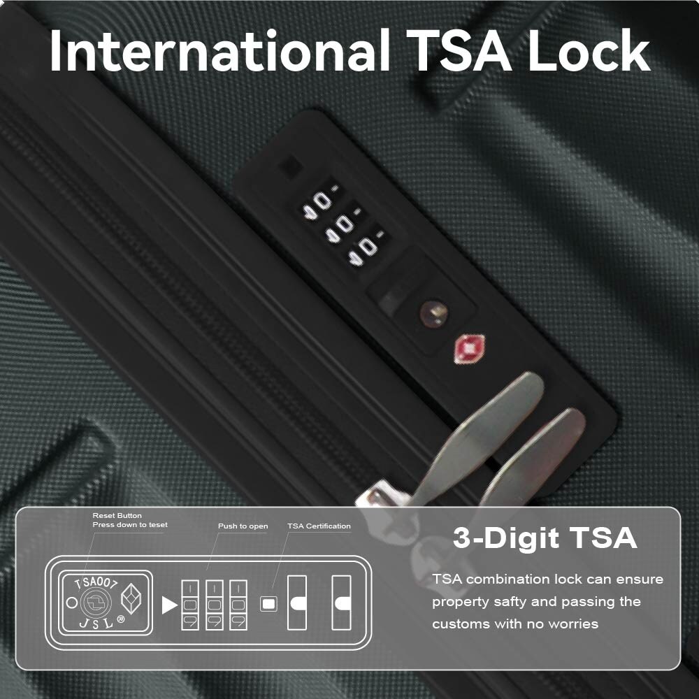 Luggage Sets ABS Hardshell 3pcs Luggage, Lightweight Durable Suitcase Sets Spinner Wheels Suitcase With TSA Lock 20''24''28'' Available(Dark Green）_voghion.com